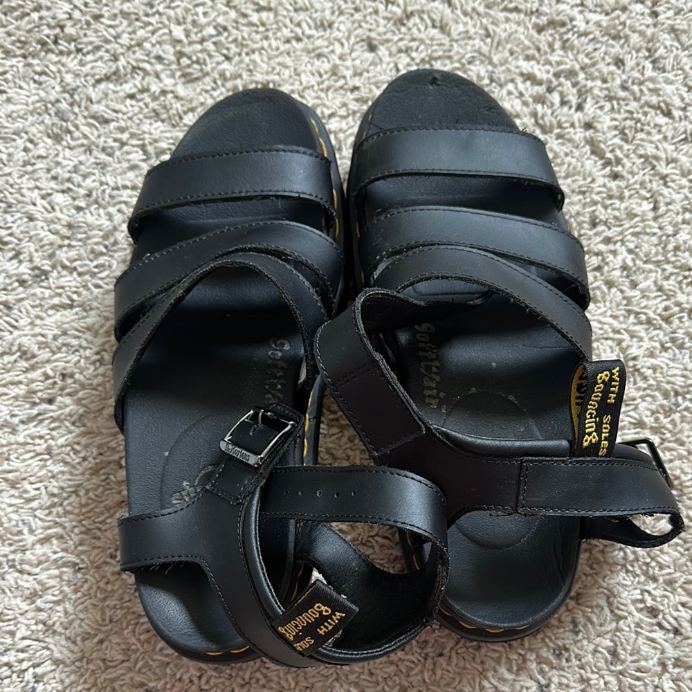 Dr. Martens Black Leather Strap Sandals